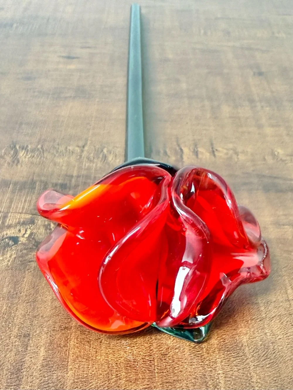 Hand Blown Glass Flowers Set of 4 Long Stem Floral Decor